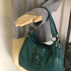 Coach Teal Green Patent Leather Hobo Bag #F17415